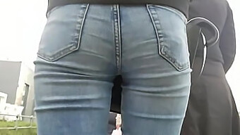 Jeans-Clad Babe Gets Naughty In Public