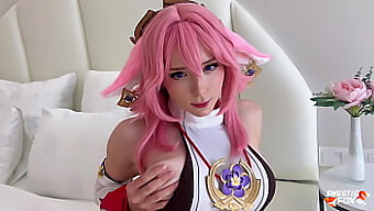 Yae Miko Cosplay Mélytorkos És Misszionárius Játéka Velem