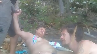 Outdoor Sex With A Couple On The Beach (Latina)