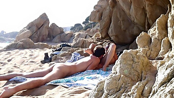 Man And Woman Engage In Oral And Vaginal Sex Outdoors On The Beach