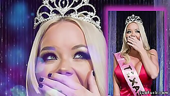 Bondage interrazziale e gape: Miss America si prende due cazzi